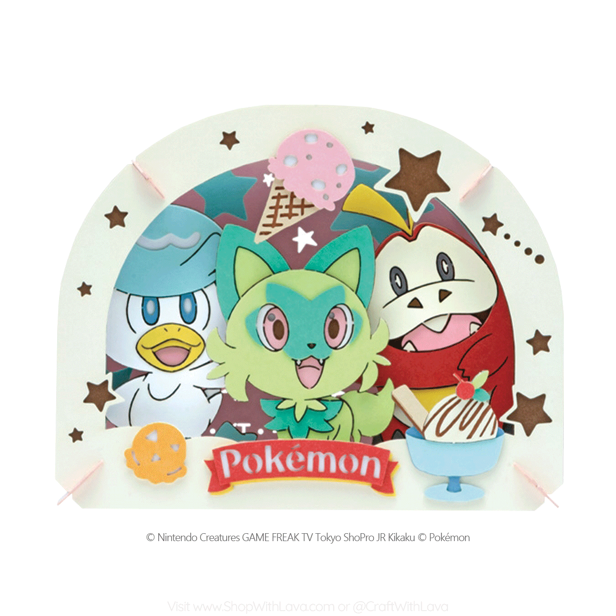 Paper Theater | Pokemon | Exciting Ice Cream (Sprigatito, Fuecoco, Quaxly) PT-337